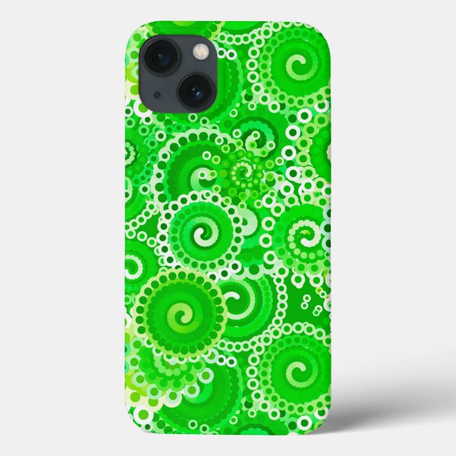 Fractal swirl pattern, shades of emerald green Case-Mate iPhone case (Back)