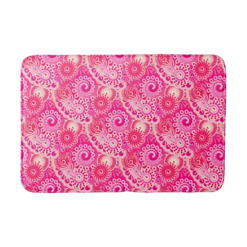 Fractal swirl pattern shades of fuchsia pink bath mat