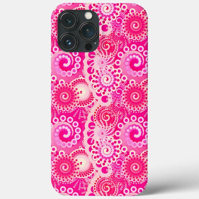 Fractal swirl pattern, shades of fuchsia pink Case-Mate iPhone case (Back)