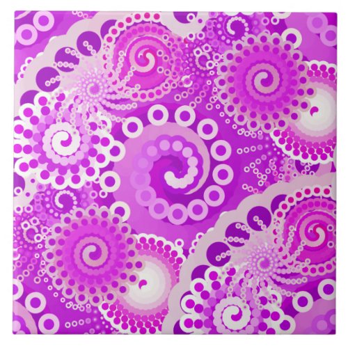Fractal swirl pattern shades of orchid tile