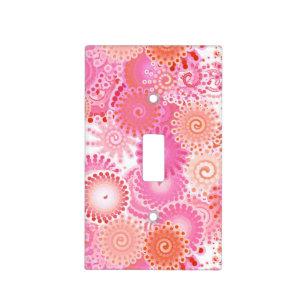 Fractal swirl pattern, shades of pink and coral light switch cover