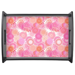 Fractal swirl pattern, shades of pink and coral serving tray