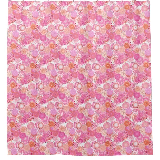 Fractal Swirl Pattern, Shades of Pink and Coral  Shower Curtain (Front)