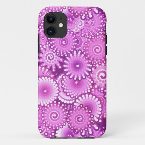 Fractal swirl pattern shades of plum and violet iPhone 11 case