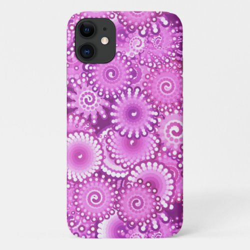 Fractal swirl pattern shades of plum and violet iPhone 11 case