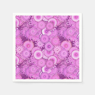 Fractal swirl pattern, shades of plum and violet paper napkins