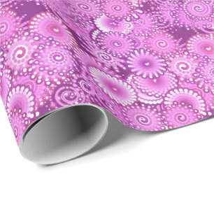 Fractal swirl pattern, shades of plum and violet wrapping paper