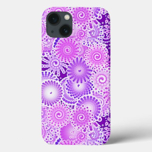 Fractal swirl pattern shades of purple iPhone 13 case