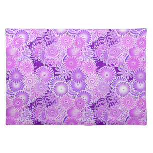 Fractal swirl pattern, shades of purple cloth placemat