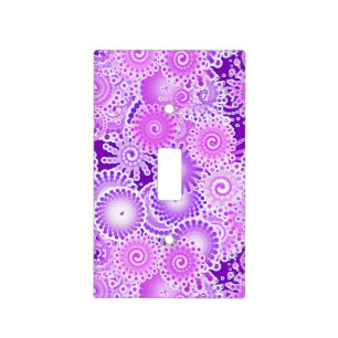 Fractal swirl pattern, shades of purple light switch cover