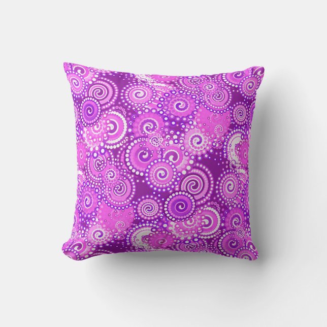 Fractal swirl pattern, shades of purple throw pillow (Front)