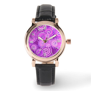 Fractal swirl pattern, shades of purple watch