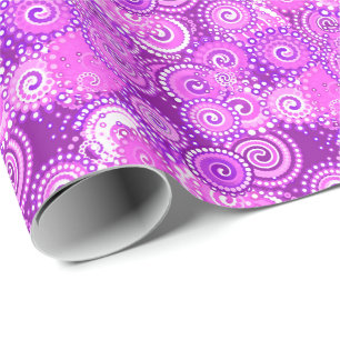 Fractal swirl pattern, shades of purple wrapping paper
