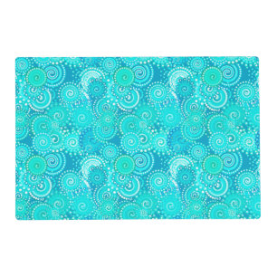Fractal swirl pattern, shades of turquoise placemat