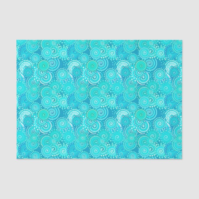 Fractal swirl pattern, shades of turquoise tissue paper (Front)