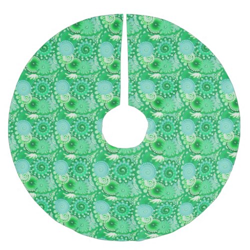 Fractal swirl pattern turquoise aqua jade brushed polyester tree skirt