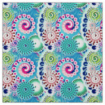 Fractal swirl pattern, turquoise, pink, multi fabric