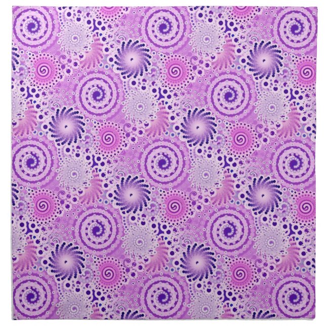 Fractal swirl pattern, violet, orchid cloth napkin (Front)