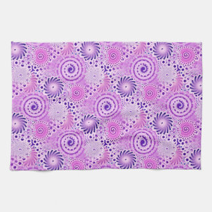 Fractal swirl pattern, violet, orchid kitchen towel