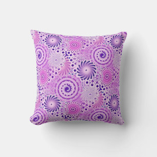 Fractal swirl pattern, violet, orchid throw pillow
