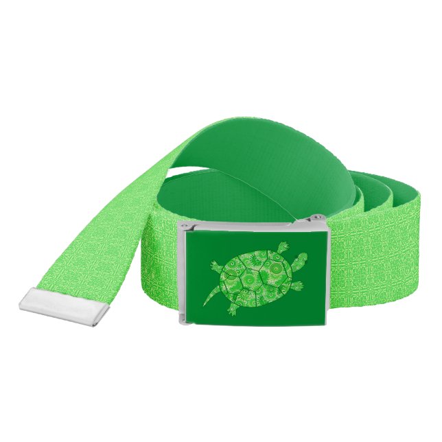 Fractal swirl turtle - lime and emerald green belt (Snake)