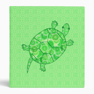 Fractal swirl turtle - lime and emerald green binder