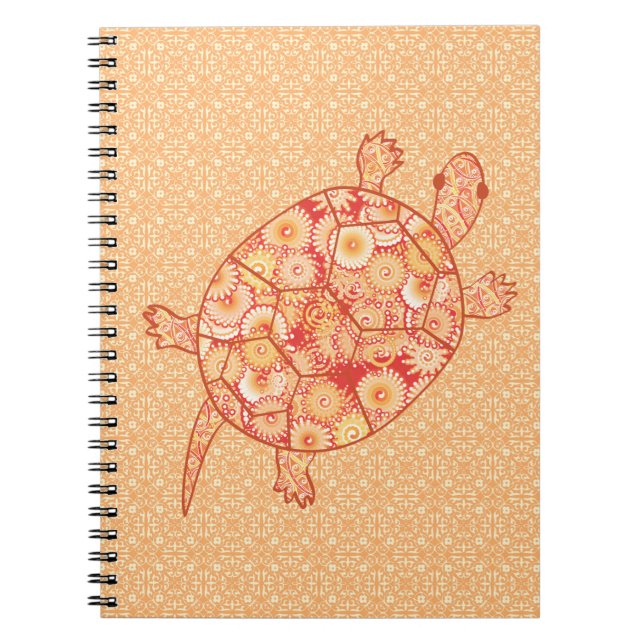 Fractal swirl turtle - shades of mandarin orange notebook (Front)