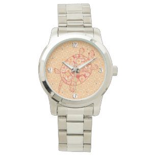 Fractal swirl turtle - shades of mandarin orange watch