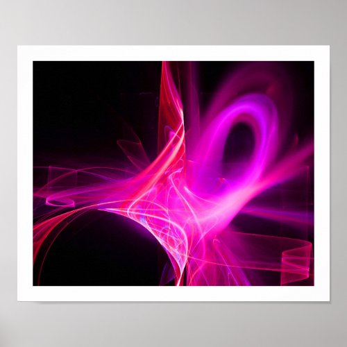 FRACTAL SWIRLS IN FUCHSIA PINK PURPLE Abstract Poster