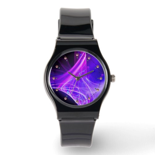 FRACTAL SWIRLS IN PURPLE PINK BLUE WATCH