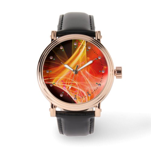 FRACTAL SWIRLS IN YELLOW ORANGE RED WATCH