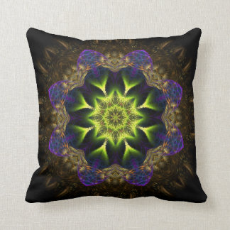 Fractal Tapestry Green Flower Cushion