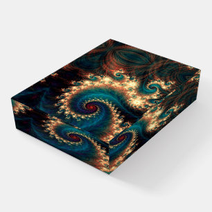 Fractal Teal Fantasy Spiral Abstract R Paperweight