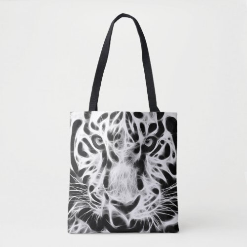 Fractal Tiger Closeup _ BW Tote Bag