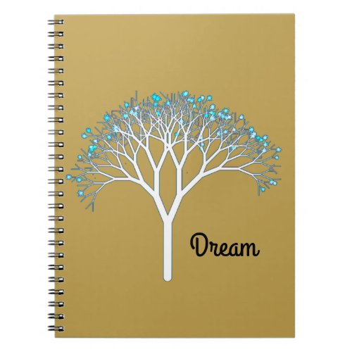 Fractal Tree on Gold Dream Spiral Notebook