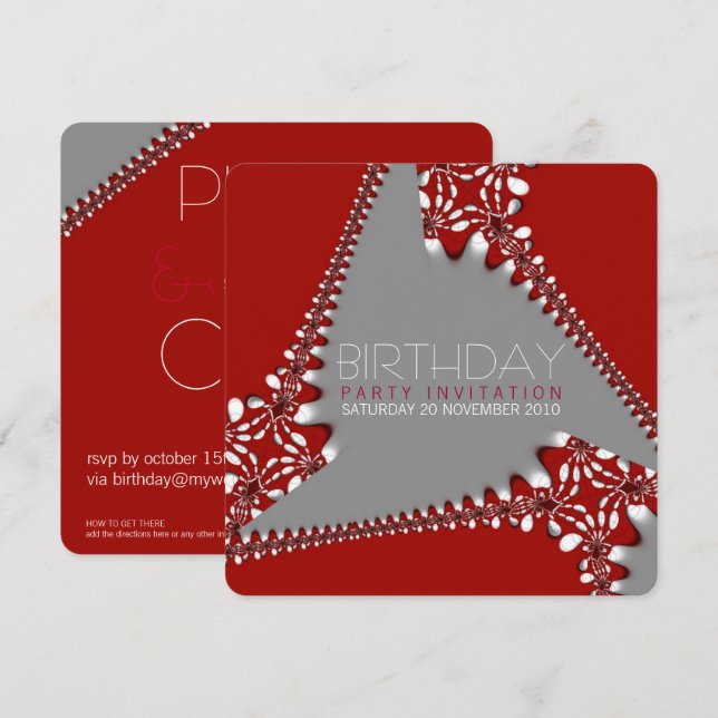 Fractal Tri-Abstract Birthday Invitation (Front/Back)