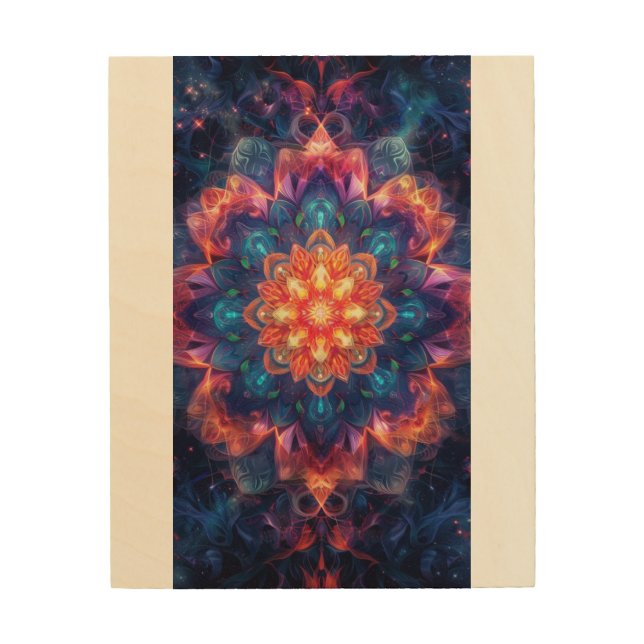 fractal vibrant wood wall art (Front)