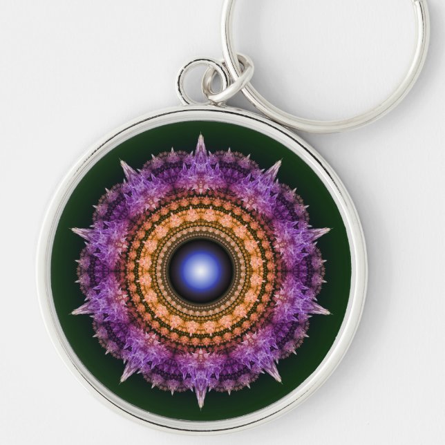 Fractal violet crystal pattern keychain (Front)