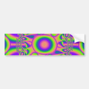 Fractal Warp Purple Green Psychedelic Bumper Sticker