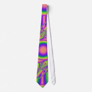 Fractal Warp Purple Green Psychedelic Neck Tie