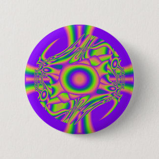 Fractal Warp Purple Green Psychedelic Pinback Button