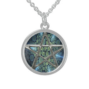 Fractal Water Pentagram Pentacle Wicca Necklace