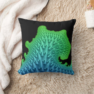 Fractal Wave Artsy Nautical Beach House Throw Pillow