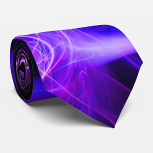 FRACTAL WAVES AND SWIRLS IN PURPLE BLUE BLACK TIE