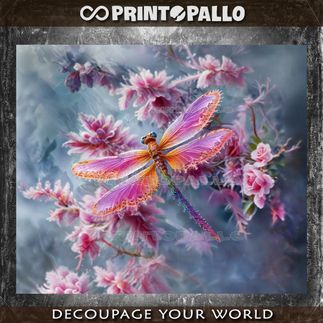 Fractal whimsical Dragonfly & alien flowers world Tissue Paper (Creator Uploaded)