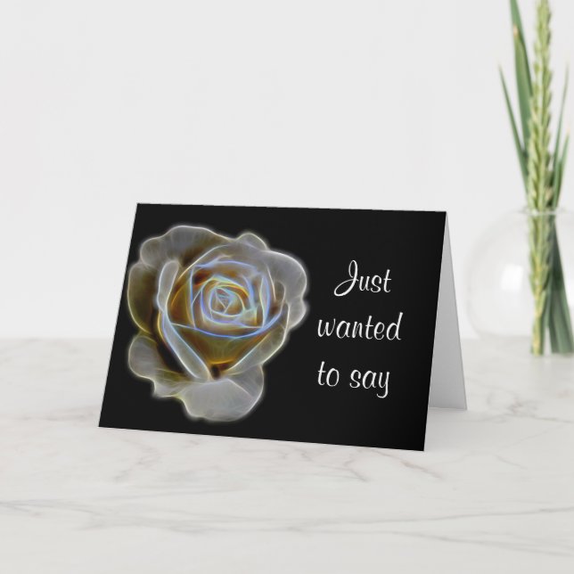 Fractal White Rose Letterpress Thank You Card (Front)