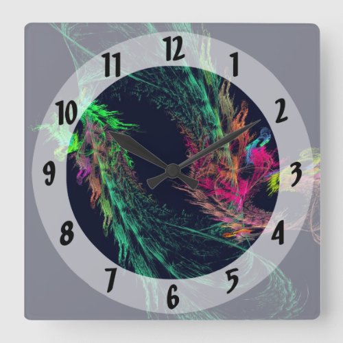 Fractal _ Winged Dragon Square Wall Clock