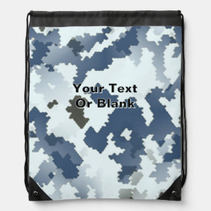 Fractal Winter Camouflage Drawstring Bag
