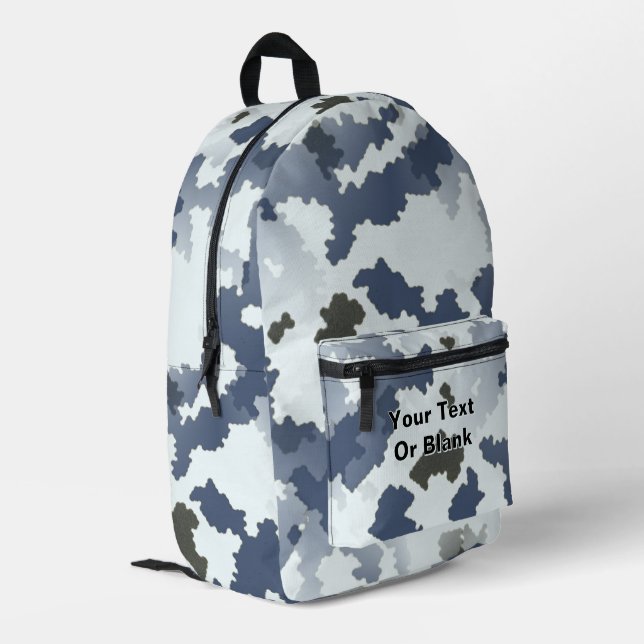 Fractal Winter Camouflage Printed Backpack (Back Corner Left)