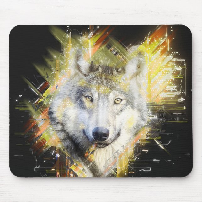 Fractal Wolf Mouse Pad (Front)